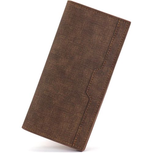 NSIECD-Longue Portefeuille Homme Élégant Ultra-Mince Affaires Porte Monnaie Homme, Cuir Wallet avec 12 Carte Fentes, ID Fenêtre et Fermeture Éclair Poche à Monnaie (Marron)