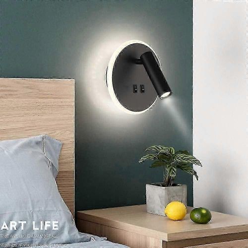 Applique Murale À Led Avec Port De Chargement Usb, Lampe De Lecture Murale