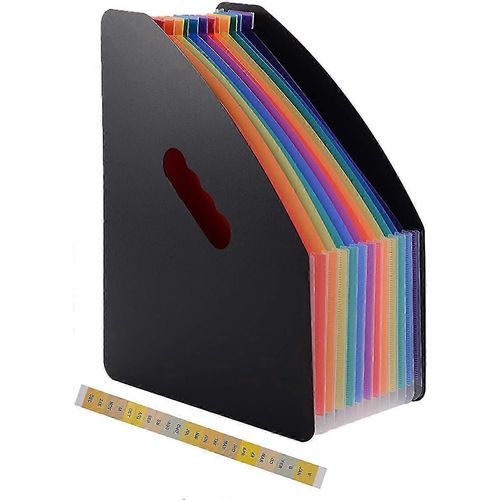 Porte-revues A4 à 13 compartiments, extensible, format portrait, pour bureau (noir)