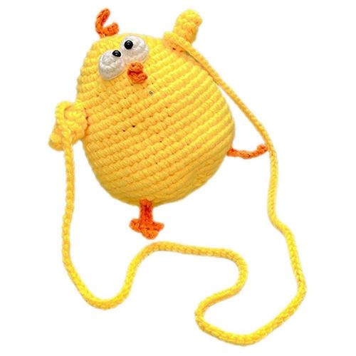 Porte-monnaie pour enfants, sac tissé en forme de poussin, sac à bandoulière tissé, sac à bandoulière