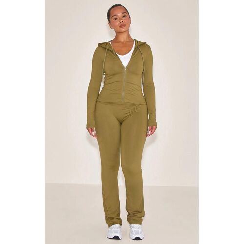 Shape Pantalon Flare En Sculpt Vert Olive À Taille Repliée, Vert Olive