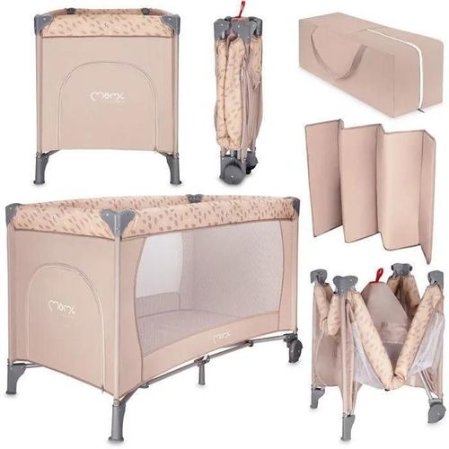 Momi Belove Lit Parapluie ¿ Lit Bébé De Voyage Pliant - Matelas Et Sac De Transport - Beige