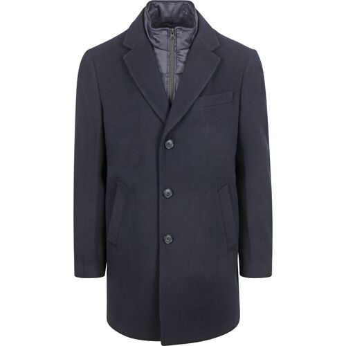 Suitable Manteau Mix Laine Twill Marine Bleu Bleu Foncé Taille 52