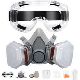 ChenQuanSarl-Masque Respiratoire Réutilisable Avec Lunettes ¿ Demi-Masque Anti-Gaz Et Anti-Poussière, Double Filtration, Filtres Remplaçables Pour Peinture, Soudage, Bricolage & Ponçage
