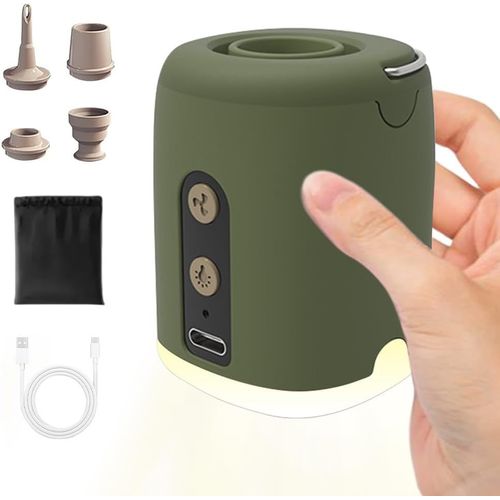 Loc-Gonfleur Electrique, 4.7Kpa Pompe Matelas Gonflable Avec Lampe Et 4 Buses,1600Mah Gonfleur Matelas,Gonfleur Electrique Matelas Gonflable Pour Camping,Sac À Vide Gonflage Et Dégonflage