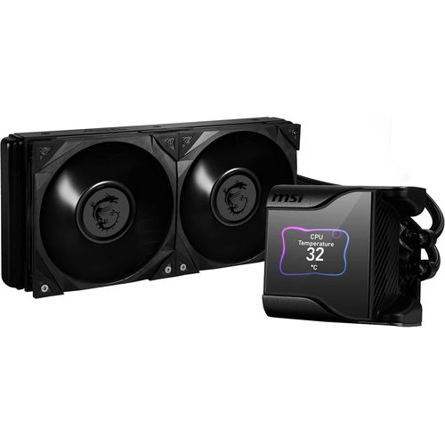 ChenQuanSarl-Meg Coreliquid S280 Kit Watercooling Cpu, Écran Ips 2.4"", Pompe Asetek 7Th Gen, Ventilateur Vrm, 2 X Ventilateurs Silent Gale P14, Tubes Anti-Évaporation, Center, Compatible Amd & Intel
