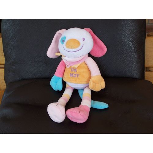 Doudou Chien Lapin Kimbaloo Foulard Rose Cocard