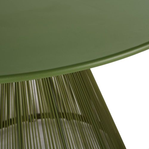 Table De Jardin Ronde En Acier Et Corde En Résine Vert Kaki 4 Personnes D120