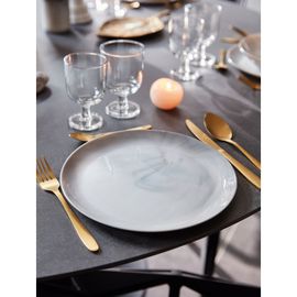 Assiettes Plates Grises D25cm - Lot De 6