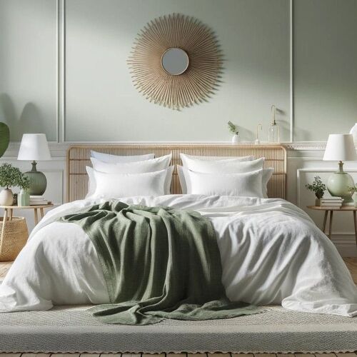 Housse De Couette Lin Lavé Blanc Pur 240x220