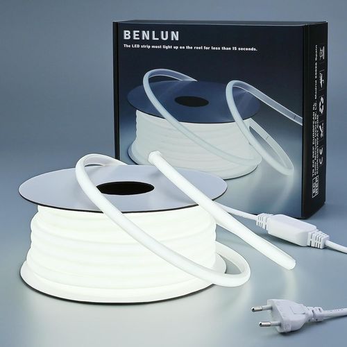 220v Ruban Led Cob Exterieur Etanche 20m, 6000k Blanc Froid Flexible Découpable Bande Led 200w Cri 90+ Sans Transformateur, Pour Chambre, Gaming, Bureau, Pergola Extérieur