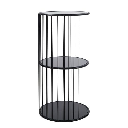 Bout De Canapé En Métal Noir Mat Et Verre
