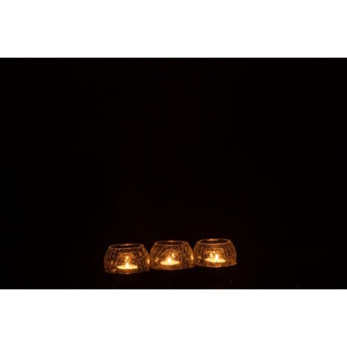 Photophore 3 boules verre/acier inoxydable argent