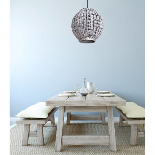 Suspension En Rotin Gris, D. 31 Cm