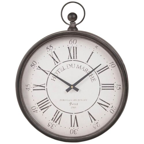 Horloge murale gousset en métal noir 41x51