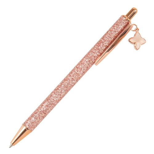 Stylo Pailleté Doré Avec Pampille