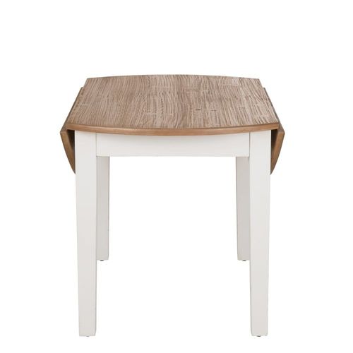 Table À Manger Ronde Extensible Bicolore Effet Vieilli 5/6 Personne L70/120