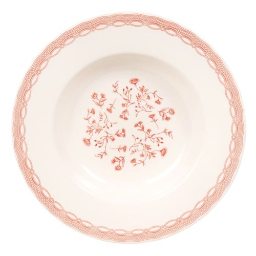 Assiette Creuse En Céramique Blanche Motifs Floraux Rouges