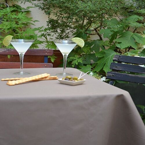 Nappe Enduite Taupe Ronde Diam 160 Cm