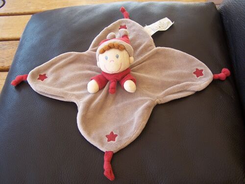 Doudou Plat Etoile Nicotoy Fee Lutin Beige Gris Rouge Bordeaux