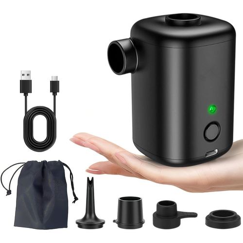 ChenQuanSarl-Portable Pompe À Air Électrique Pour Gonflables, Pompe À Air Rechargeable Pour Matelas Gonflable - Mini Pompe 2-En-1 Avec 4 Embouts Et Sac De Rangement - Pour Matelas, Piscine, Bateau Pn