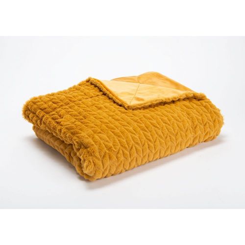 Plaid Chevron Camel 130 Cm X 170 Cm Jaune En Polyester