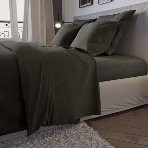 Drap Housse Jersey Coloris Carbone 160x200 Cm