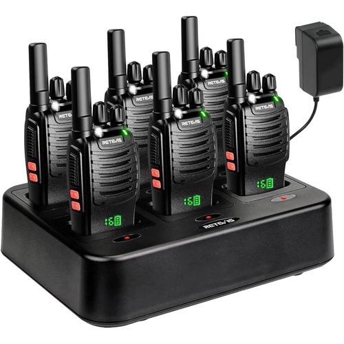 H777H Talkie Walkie,Talkie-Walkie Avec Écran,Talkie Walkies Rechargeable Avec Chargeur À 6 Emplacements,Walkie Talkie Professionnel Pour Sécurité,Restaurants (Noir,6 Pièces)