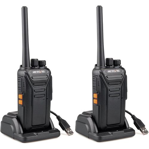 Rt27 Talkie Walkie Rechargeable, Radios Et Accessoires Pmr446 Sans Licence, 16 Canaux Ctcss/Dcs Vox, Talkie-Walkie Professionnel Avec Chargeur Usb,Pour Camping, Randonnées (1 Paire, Noir)