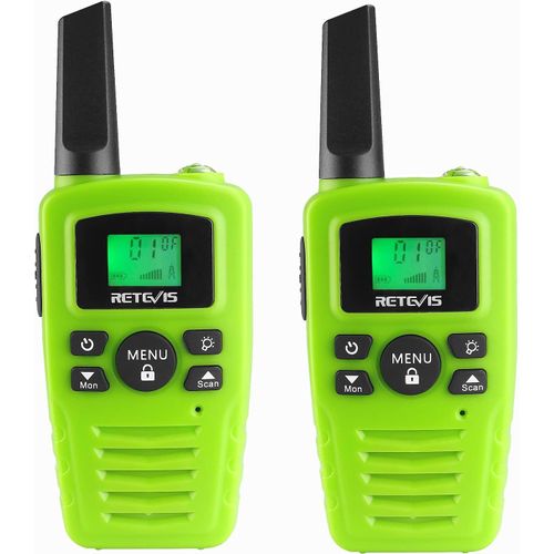 Ra635 Talkie Walkie, Pmr446 Sans Licence Talkie-Walkie Adultes Cadeau,Professionnel,16 Canaux, Torche Led, Vox,Longue Portée Talkie-Walkies Ski Cadeaux Noëlactivités (Vert, 2 Pcs)