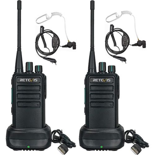 Rb629 Talkie Walkie,Pmr446 Professionnel Talkie-Walkie Robuste Avec Fonction De Clonage Sans Fil,Alarme D'Urgence,Vox,Talkies Walkies Avec Casque Pour Sécurité (2 Pcs,Noir)