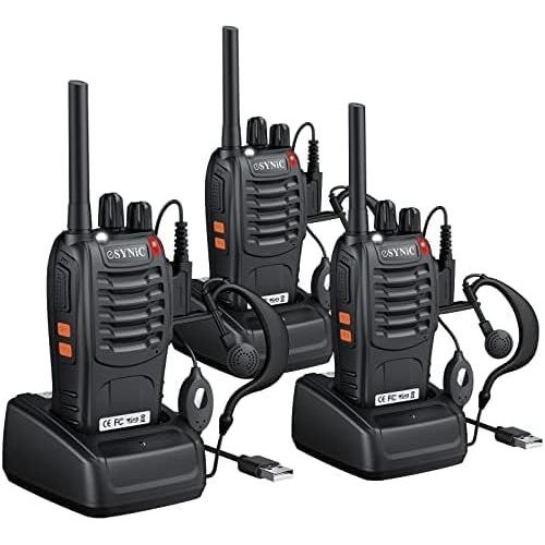 3Pcs Talkie-Walkie Longue Distance Avec Casque Talkie-Walkie Professionnel 16 Canaux 1500Mah Avec Chargeur Usb Prend En Charge Vox Pour Survivre Dans La Campagne Cycliste