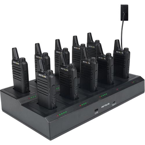 Rt622 Talkie Walkie,Petit Toki Walki,10 En 1 Socle Recharge,Clip Arrière Radio Portable,5 Indicateurs Led,Pmr446 Talkie Walkie Professionnel Pour Hospitalité,Restaurant (Noir,10 Pcs)