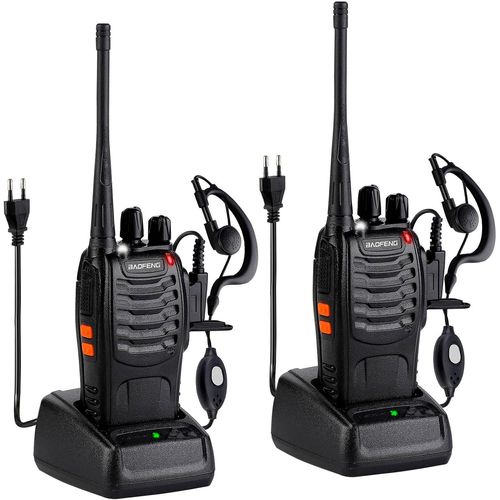 Walkie Talkie Bf-888S 1 Paire De 16 Canaux Rechargeables Communication Radio Professionnelle Avec Casque,Adapté À La Construction De Restaurants Et Supermarchés,Etc. (Eu)