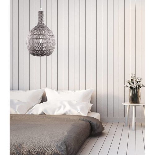 Suspension En Rotin Gris, D. 33 Cm