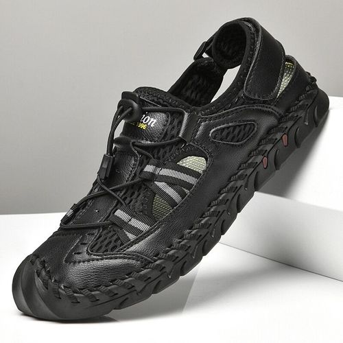 Sandales D'été Respirantes Pour Hommes Mode Romaine Maille Faite La Main Chaussures Décontractées Plate Forme Sandales De Plage Pour Hommes