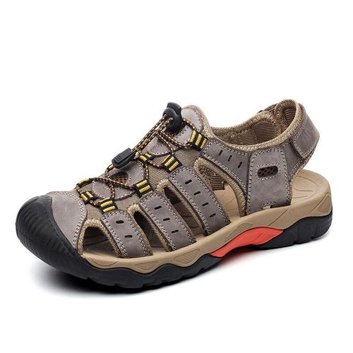 Hommes Sandales En Cuir Véritable Souple Sandales Chaussures Hommes Grande En Plein Air Chaussures D'été Confort Plage Sandales Romaines Hommes Chaussures