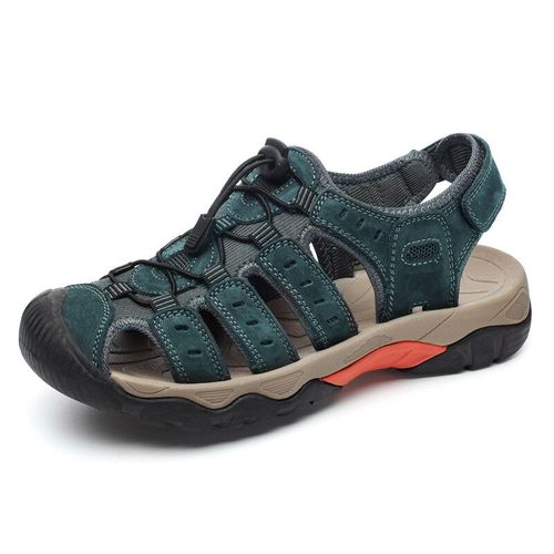 Hommes Sandales En Cuir Véritable Souple Sandales Chaussures Hommes Grande En Plein Air Chaussures D'été Confort Plage Sandales Romaines Hommes Chaussures