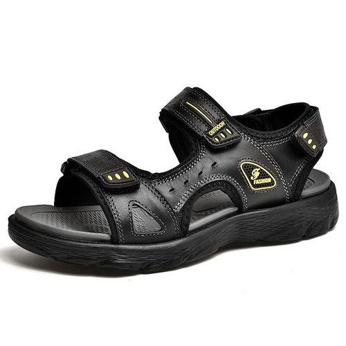 Sandales D'été En Cuir Véritable Pour Hommes Chaussures Classiques Décontractées Sandales De Plage En Plein Air Chaussures D'eau Romaines D'été 38 46