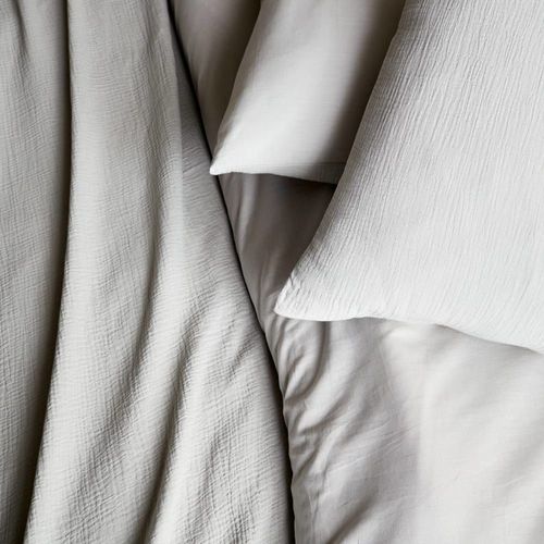 Parure De Lit Gaze De Coton Gris Clair 240x220cm