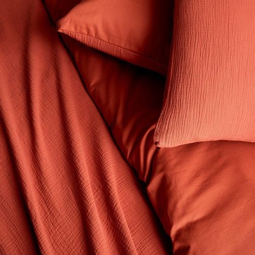 Parure De Lit Gaze De Coton Ocre 240x220cm