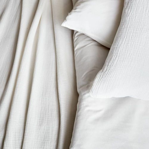 Parure De Lit Gaze De Coton Blanc 240x220cm