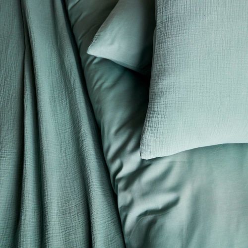 Parure De Lit Gaze De Coton Vert Amande 260x240cm
