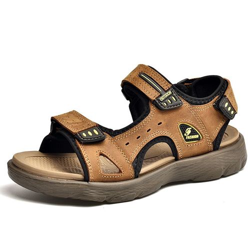 Sandales D'été En Cuir Véritable Pour Hommes Chaussures Classiques Décontractées Sandales De Plage En Plein Air Chaussures D'eau Romaines D'été 38 46