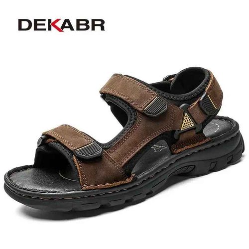 Dekabr 48 Hommes Sandales En Cuir Véritableté Chaussures Hommes Décontractées Vacances Chaussures De Plage Mode En Plein Air Baskets Antidérapantes