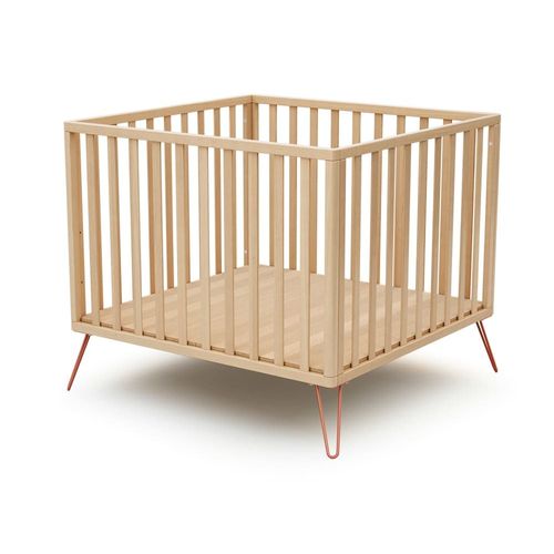 Parc Bébé En Bois Hêtre Et Terracotta 100 X 100 Cm