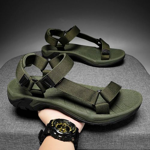 Chaussures Ouvertes D'été De Haute Qualité Pour Hommes Sandales Réglables D'extérieur Gladiateur De Plage Rome Respirant Vert Pur Noir Grande 47 48