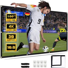 Écran De Projecteur 100 Pouces, Ultra 4K 16:9 Fhd Écran De Projection Pliable Double Face, Écran De Projecteur Pour Jeux Et Home Cinéma
