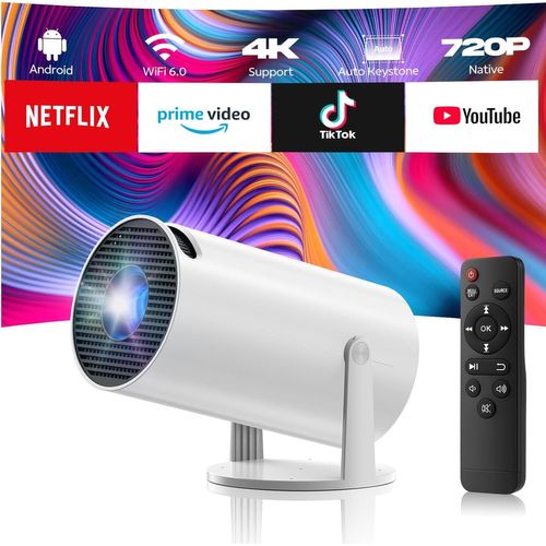 Vidéoprojecteur 4K Mini Projecteur Portable Android 11 Avec Bt 5.0 Et Wifi 6, Projecteur Video Avec Auto Keystone, 220° Rotation Retroprojecteur Compatible Avec Usb/Ps/Hdmi/Tv Stick