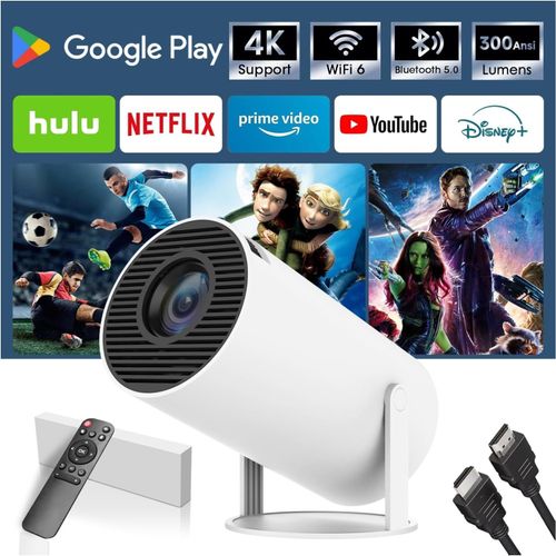 WCHI-[App Intégrée] Vidéoprojecteur 2025 Rétroprojecteur Portable Mini Projecteur Dual Contrôle Avec Souris Android Tv Wifi 6 Bt5.2 180° Rotation Hdmi/Tv Stick/Usb/Ps45,Avec Hdmi Et Souris